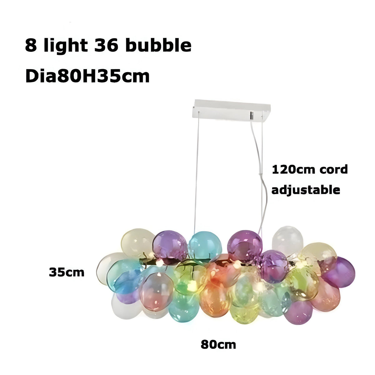 Suspension boule en verre coloré, grappe façon ballons, vue 15