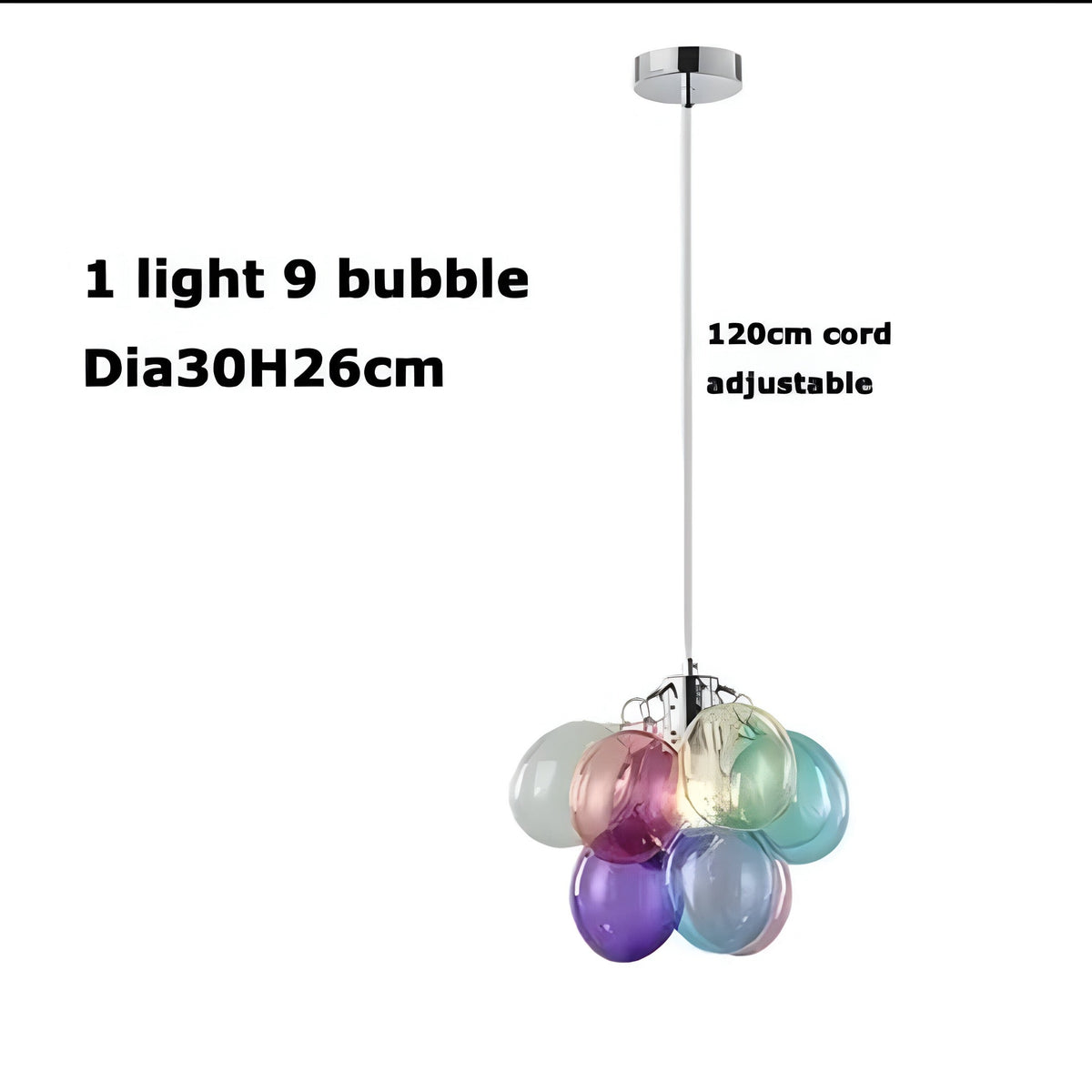 Suspension boule en verre coloré, grappe façon ballons, vue 8