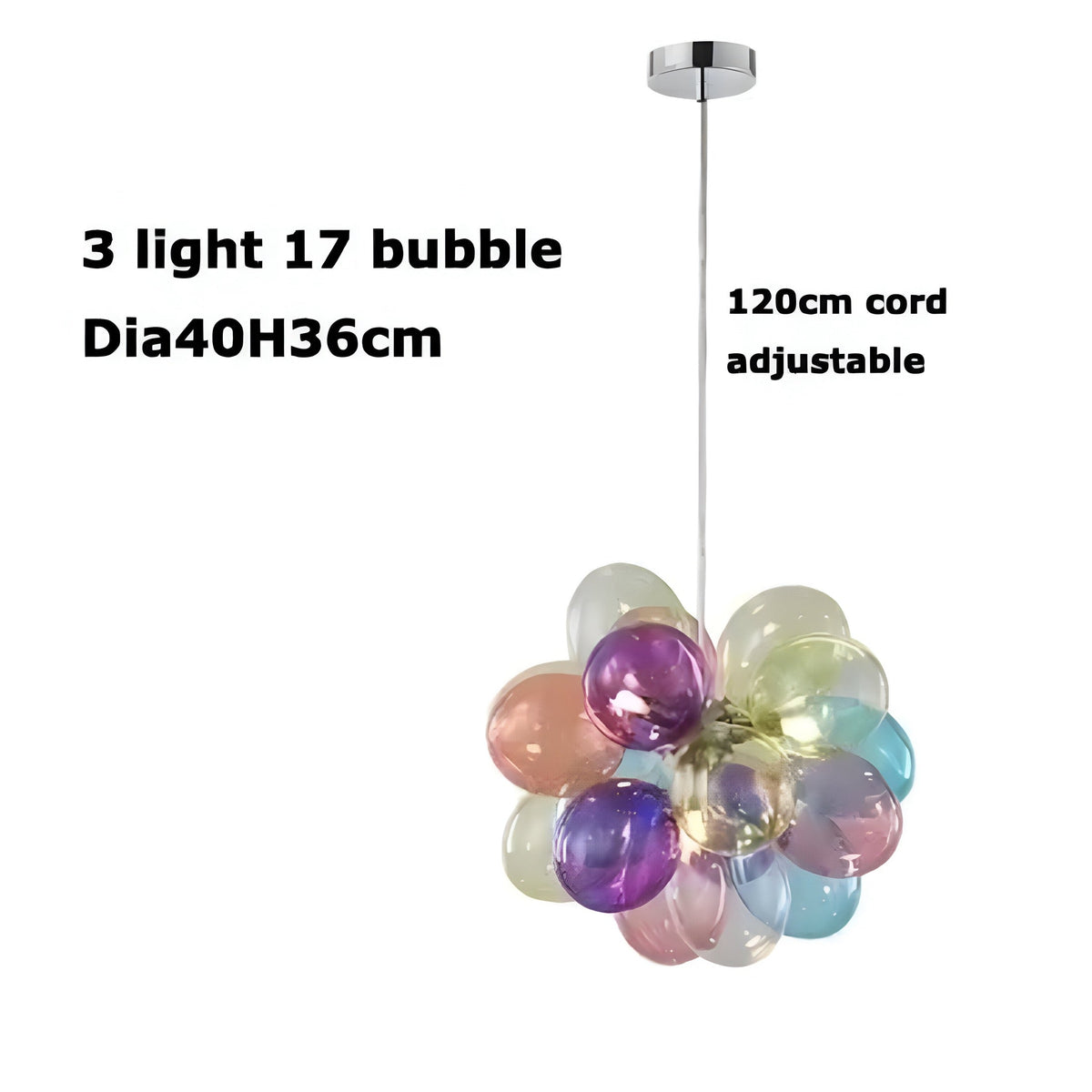Suspension boule en verre coloré, grappe façon ballons, vue 9