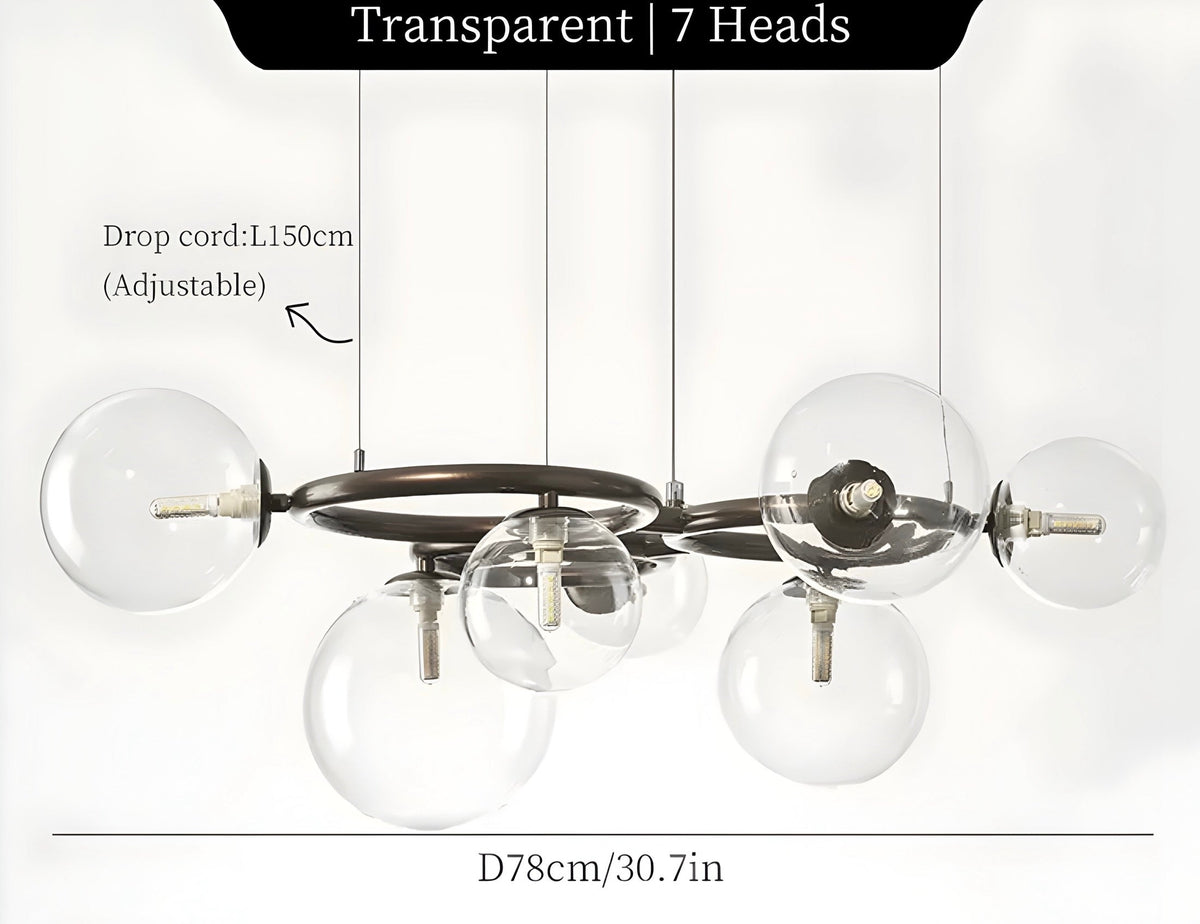 Suspension boule en verre en grappe de 5 à 9 globes, vue 14