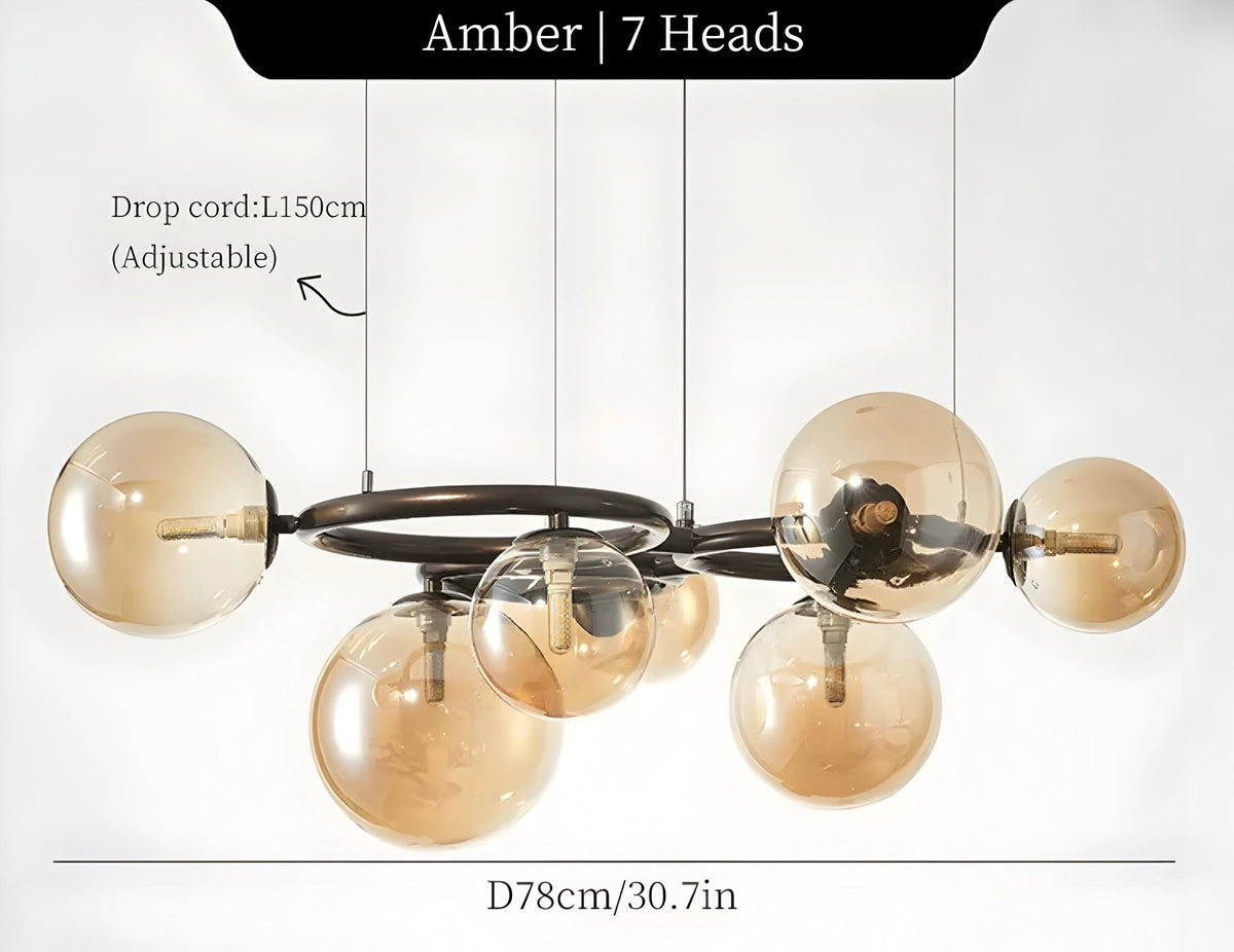 Suspension boule en verre en grappe de 5 à 9 globes, vue 16