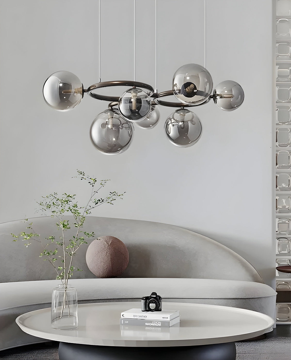 Suspension boule en verre en grappe de 5 à 9 globes, vue 4