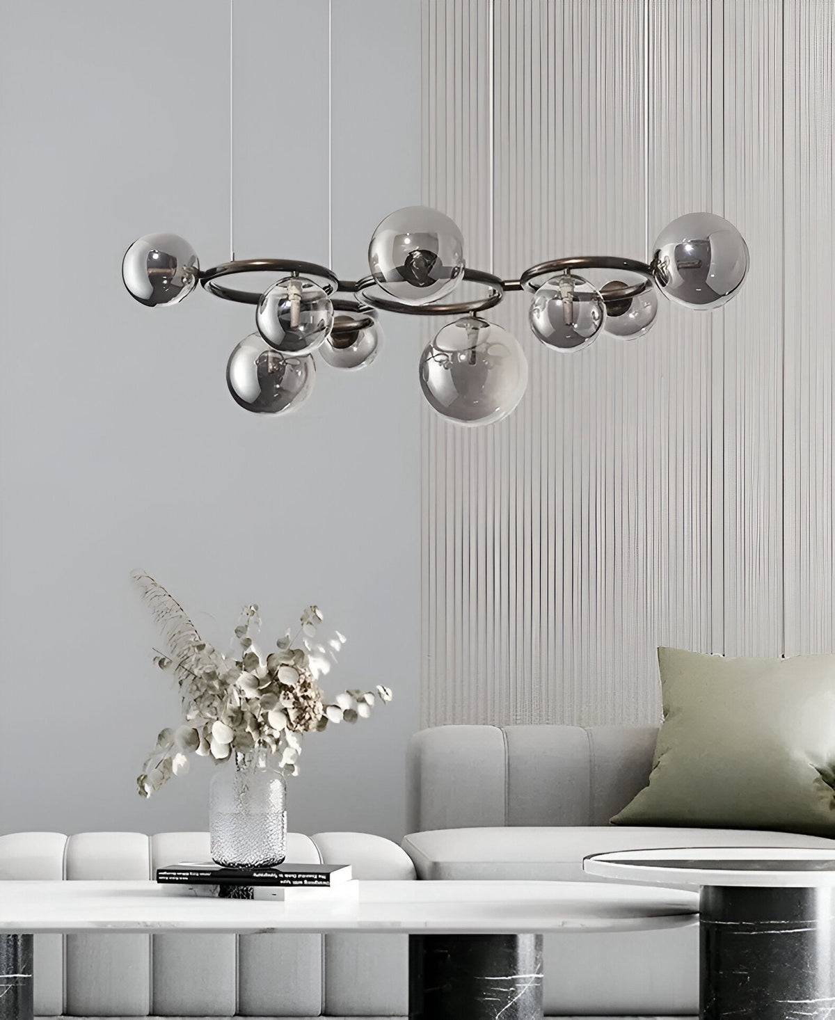 Suspension boule en verre en grappe de 5 à 9 globes, vue 5