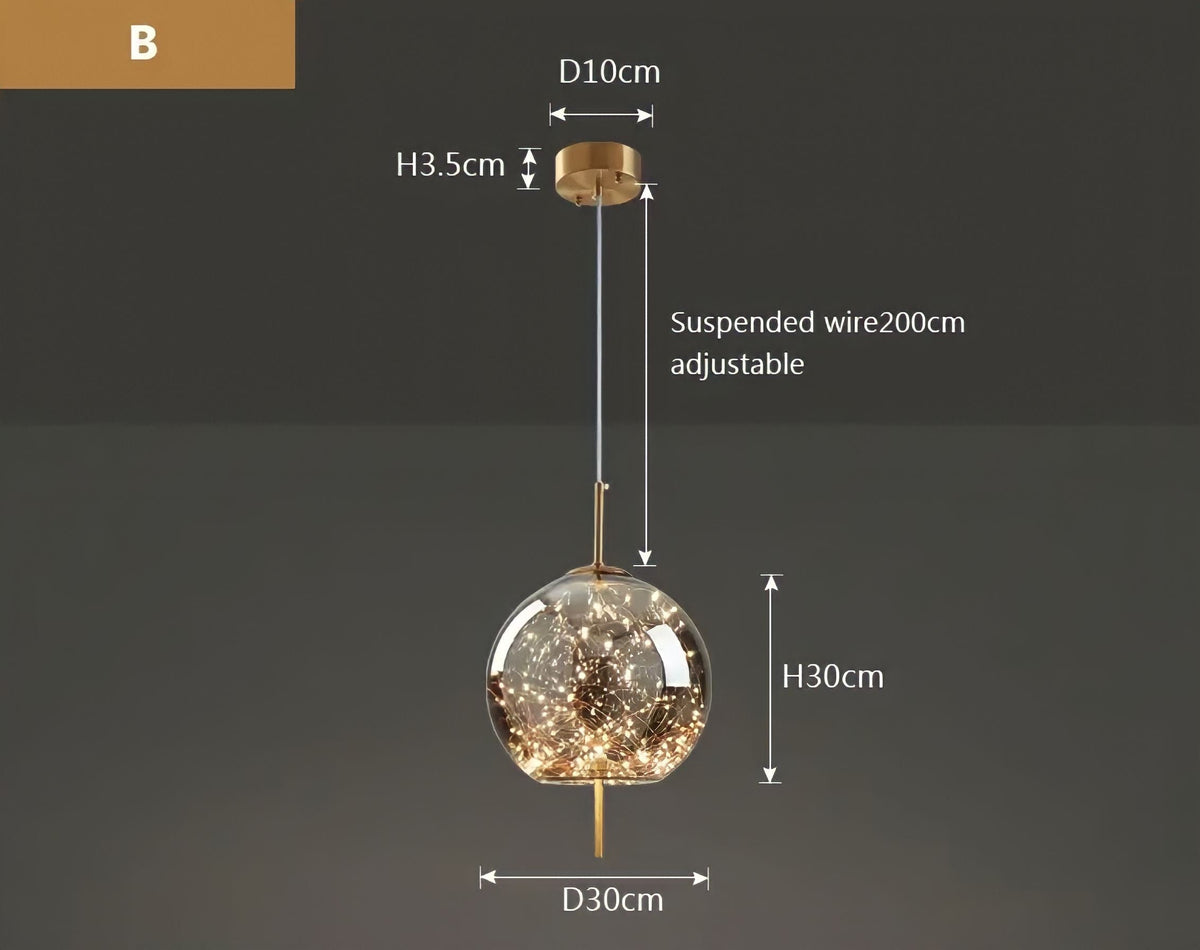 Suspension boule en verre fumé effet ciel étoilé Myios, vue 12