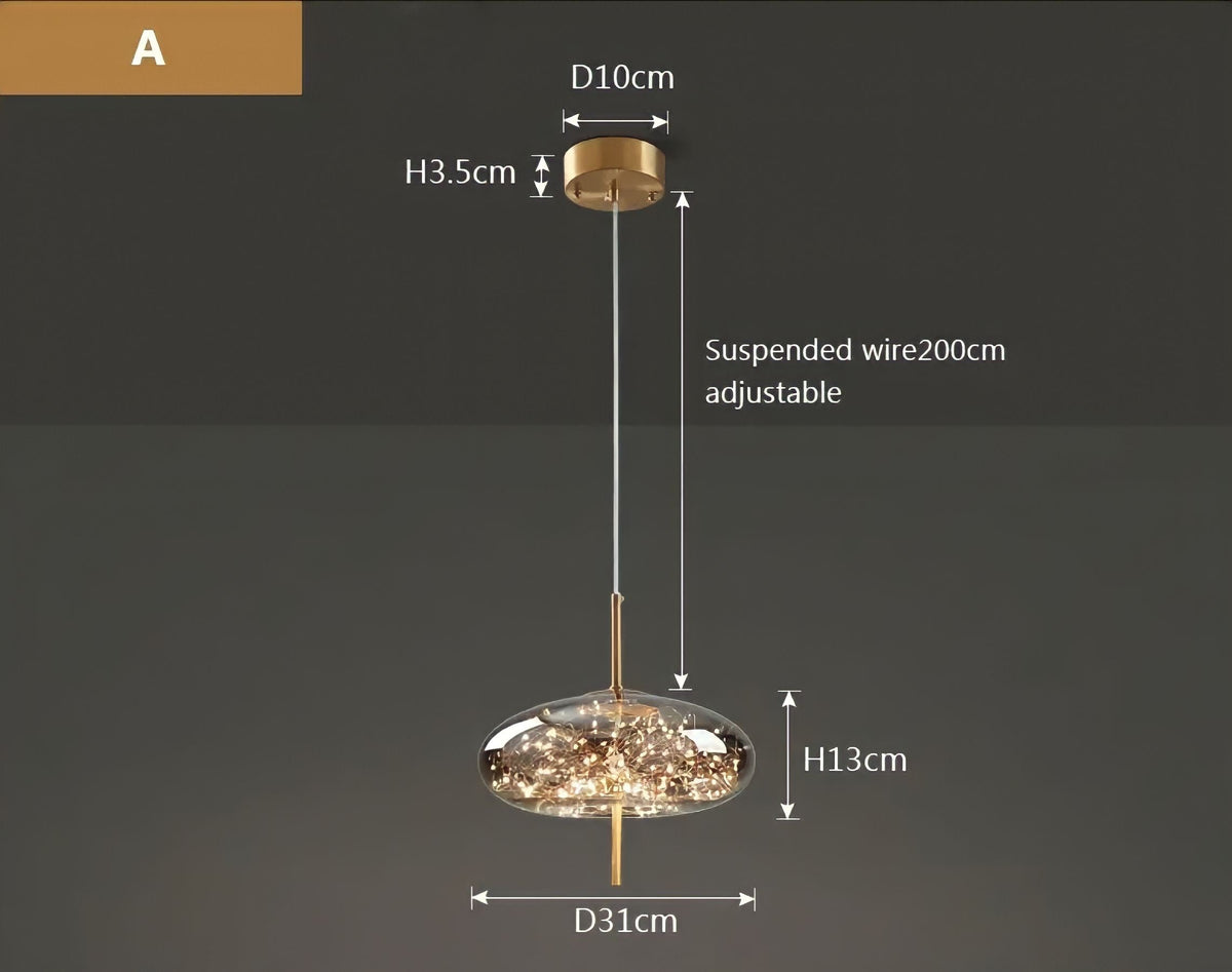 Suspension boule en verre fumé effet ciel étoilé Myios, vue 13