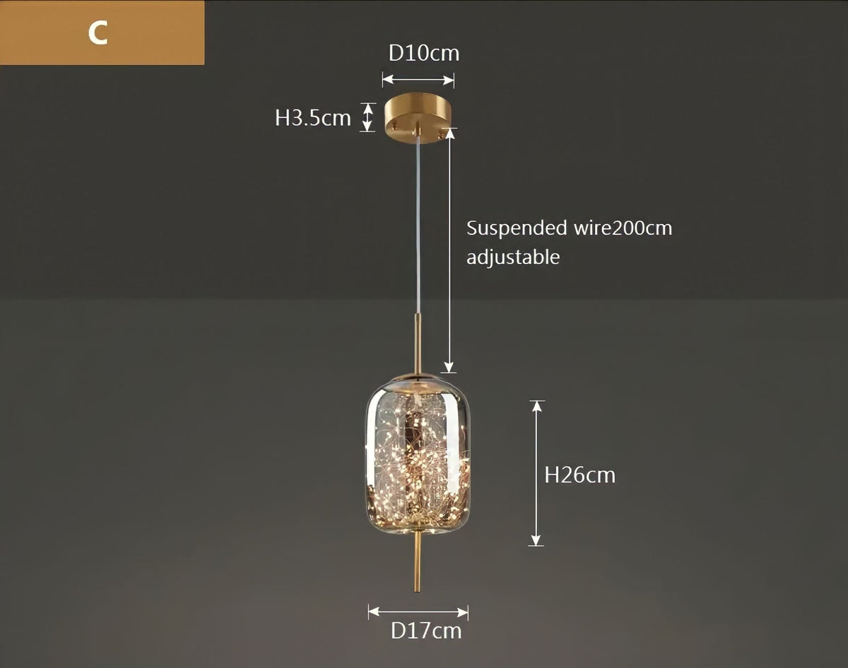 Suspension boule en verre fumé effet ciel étoilé Myios, vue 14