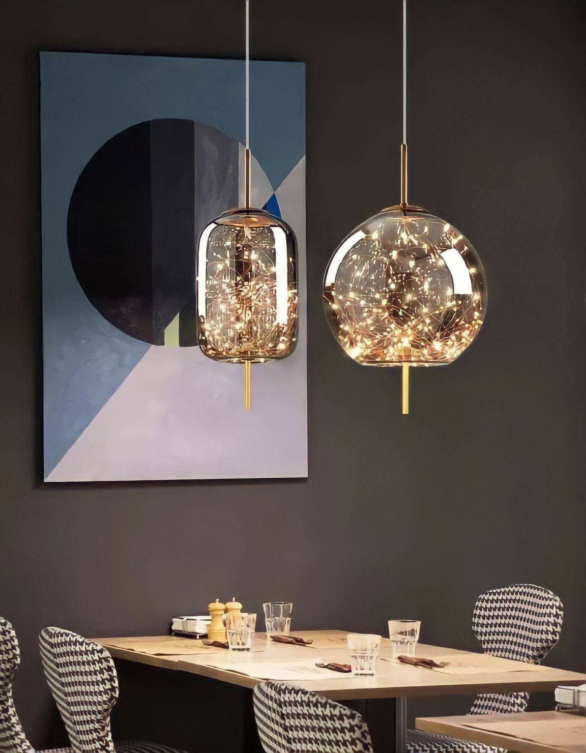 Suspension boule en verre fumé effet ciel étoilé Myios, vue 4