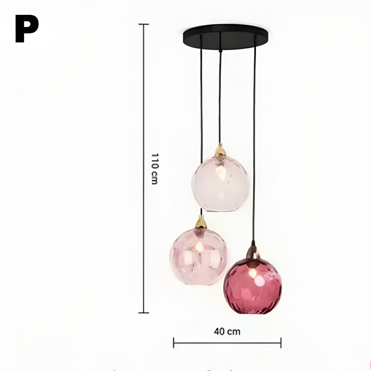 Suspension boule en verre multicolore à ampoules E27, vue 19
