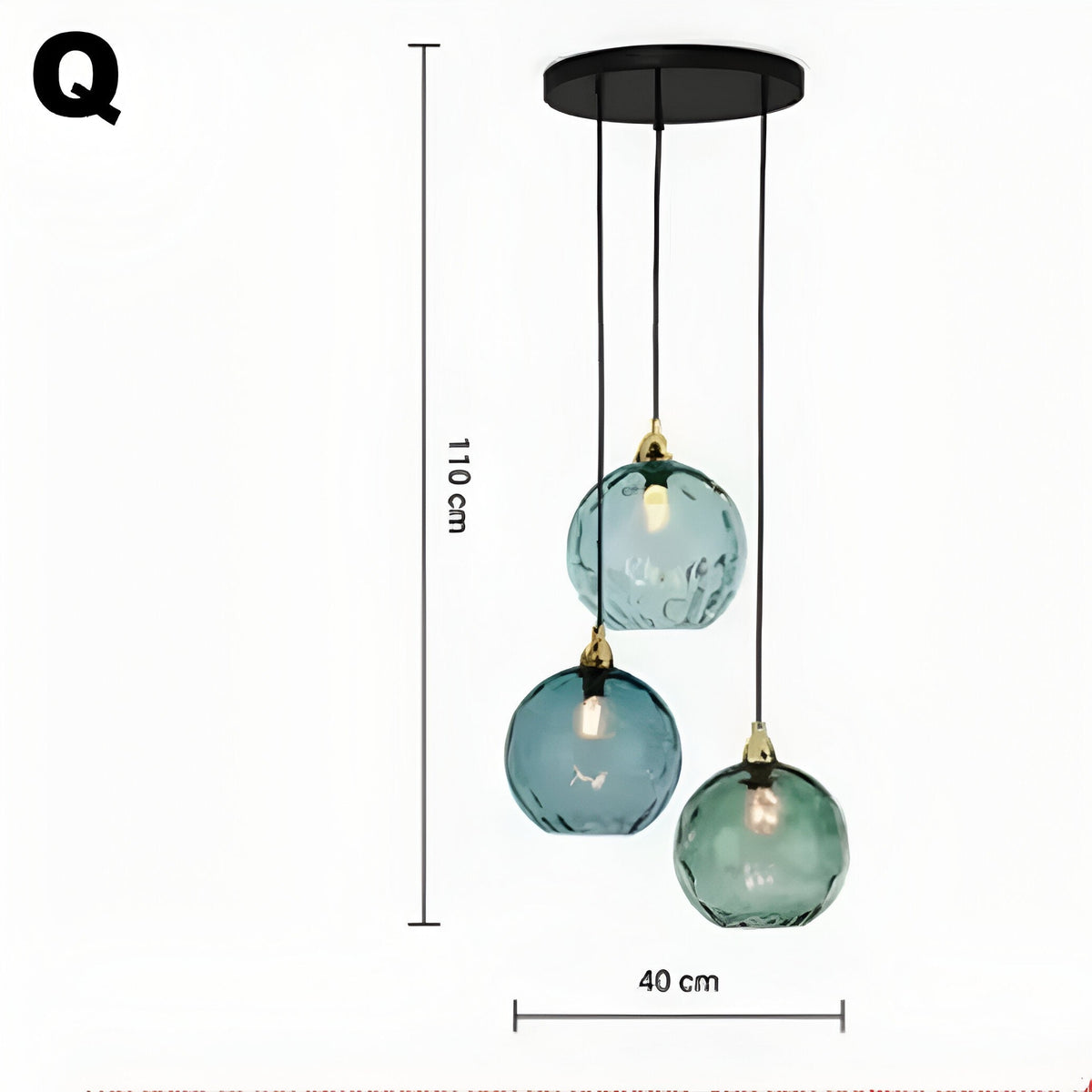 Suspension boule en verre multicolore à ampoules E27, vue 20