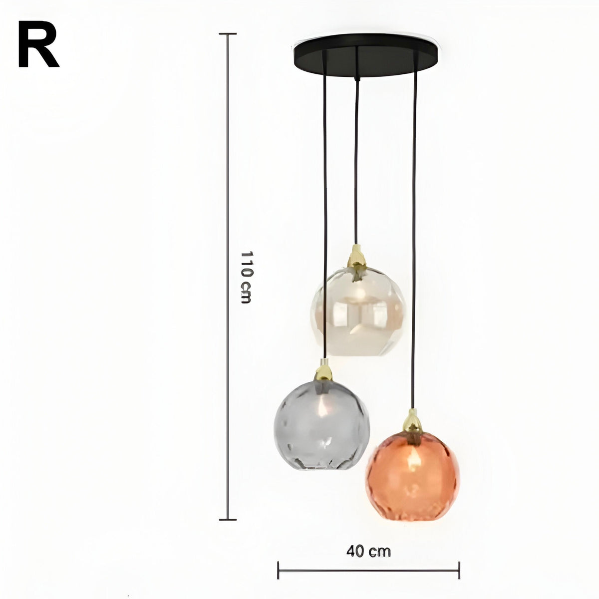 Suspension boule en verre multicolore à ampoules E27, vue 21