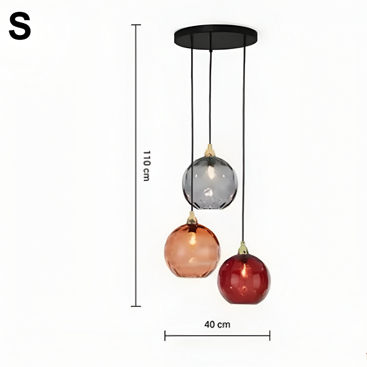 Suspension boule en verre multicolore à ampoules E27, vue 22