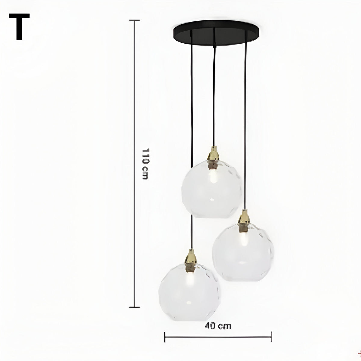 Suspension boule en verre multicolore à ampoules E27, vue 23