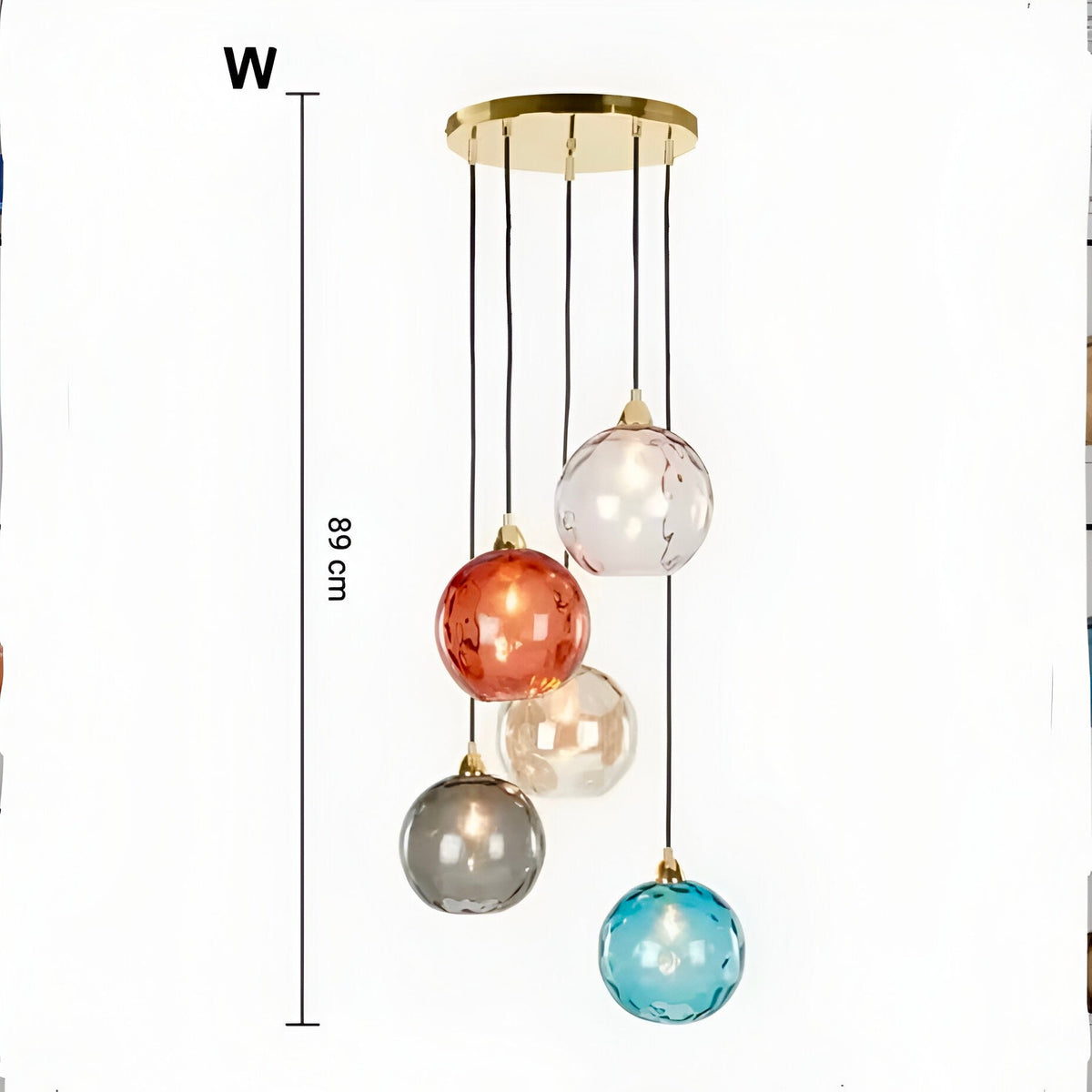 Suspension boule en verre multicolore à ampoules E27, vue 26
