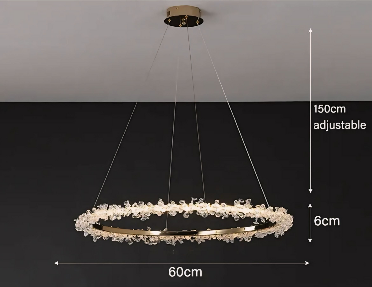 Suspension cristal à anneaux en aluminium et cristal K9 Halo, vue 10