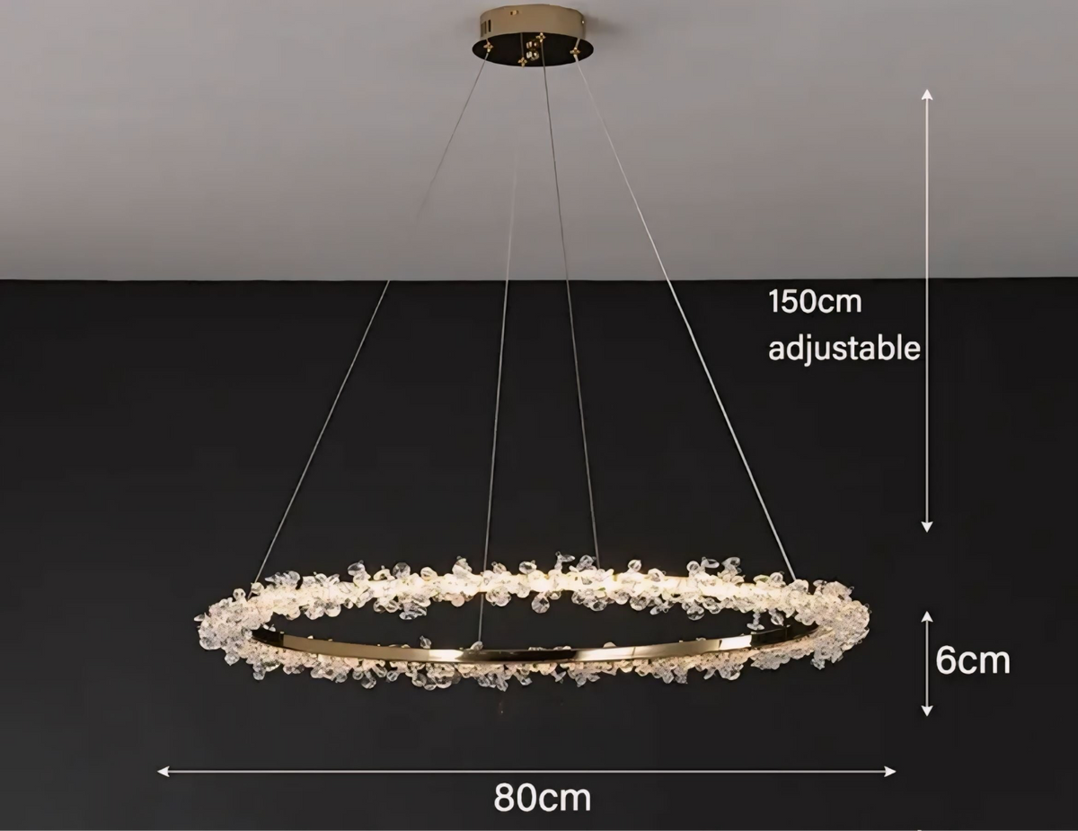 Suspension cristal à anneaux en aluminium et cristal K9 Halo, vue 11