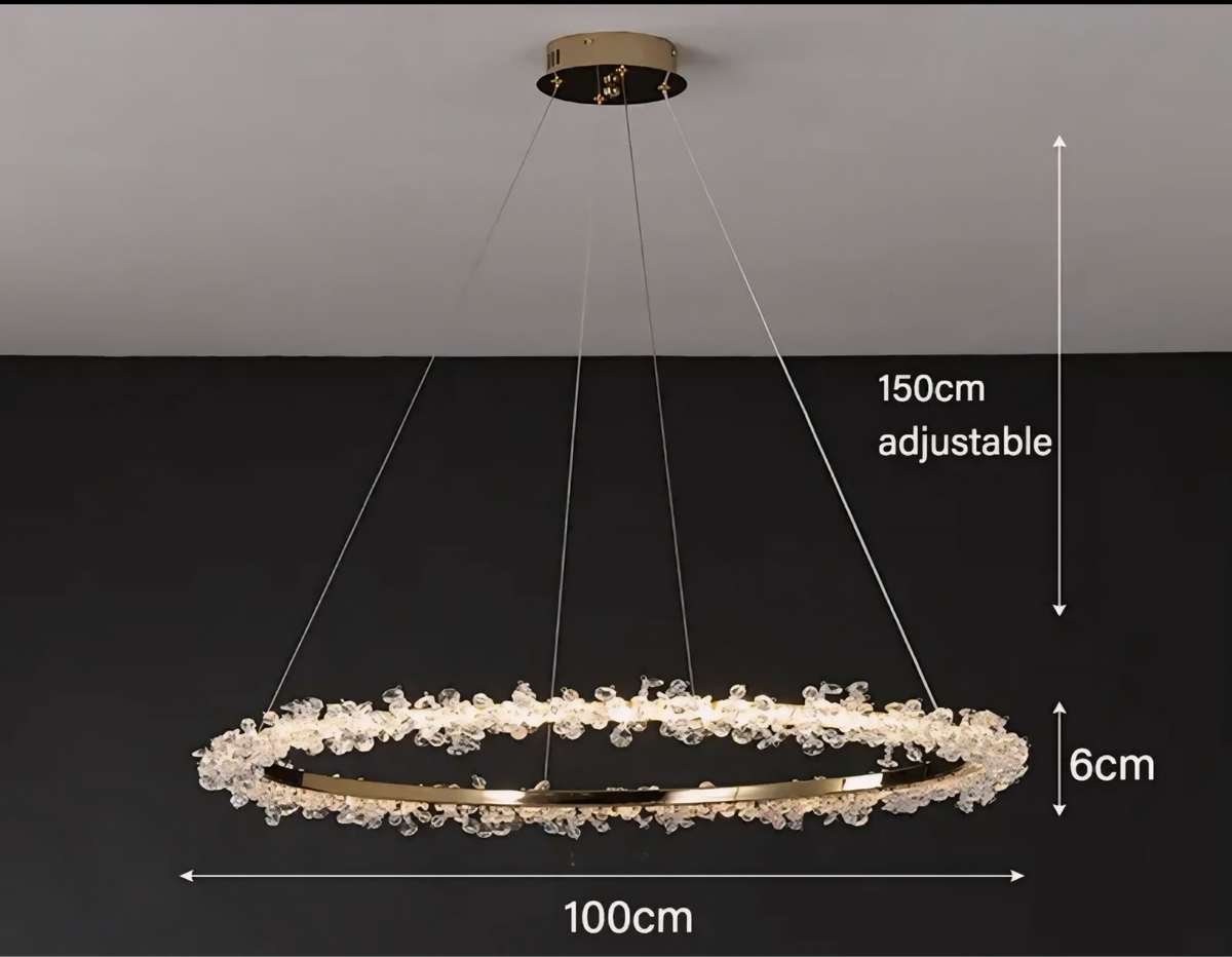 Suspension cristal à anneaux en aluminium et cristal K9 Halo, vue 12