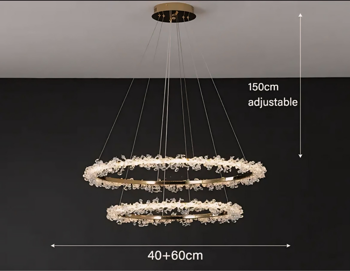 Suspension cristal à anneaux en aluminium et cristal K9 Halo, vue 13
