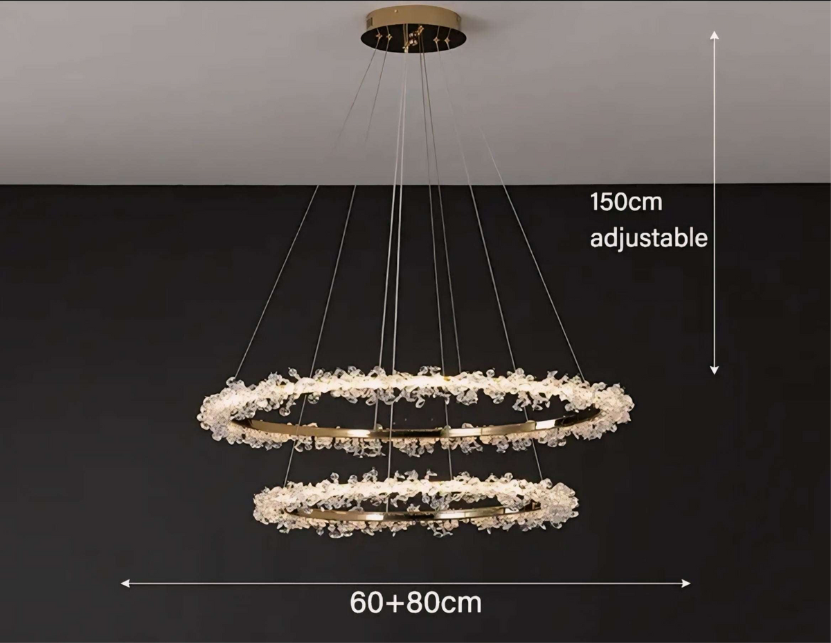 Suspension cristal à anneaux en aluminium et cristal K9 Halo, vue 14