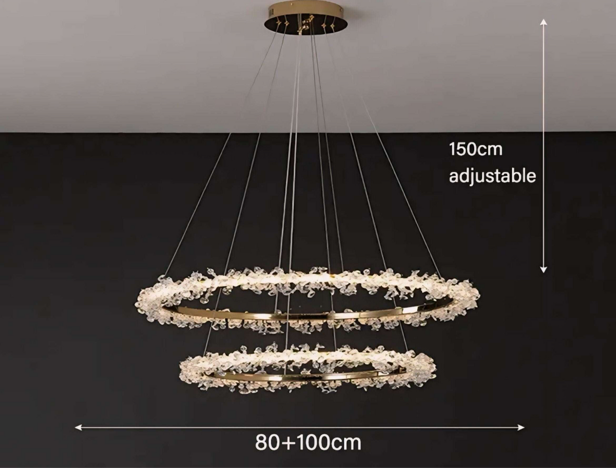 Suspension cristal à anneaux en aluminium et cristal K9 Halo, vue 15
