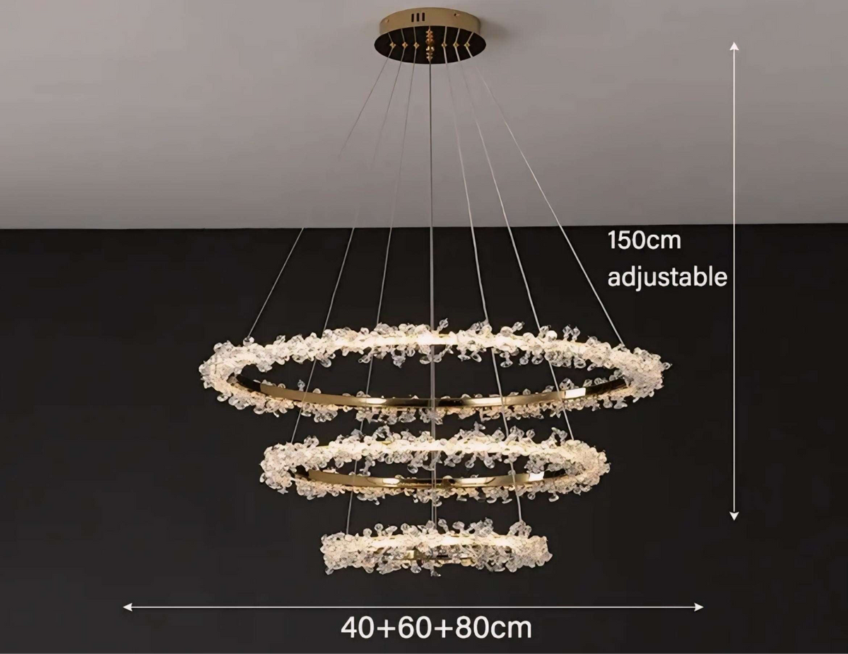 Suspension cristal à anneaux en aluminium et cristal K9 Halo, vue 16
