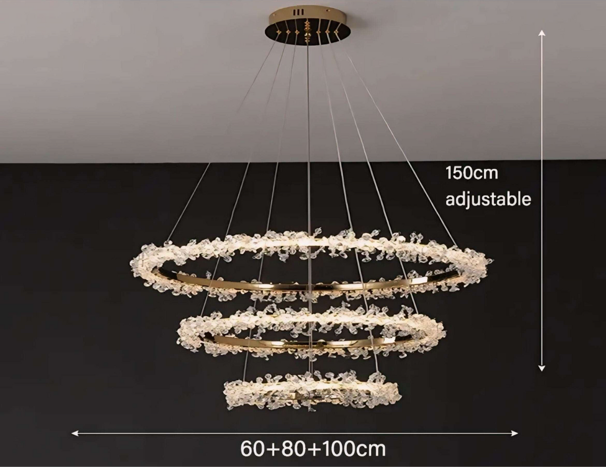 Suspension cristal à anneaux en aluminium et cristal K9 Halo, vue 17