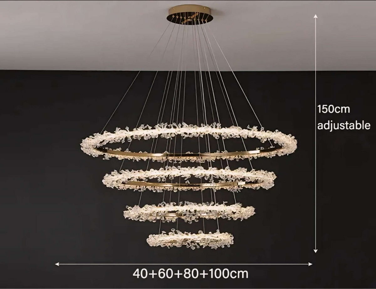 Suspension cristal à anneaux en aluminium et cristal K9 Halo, vue 18