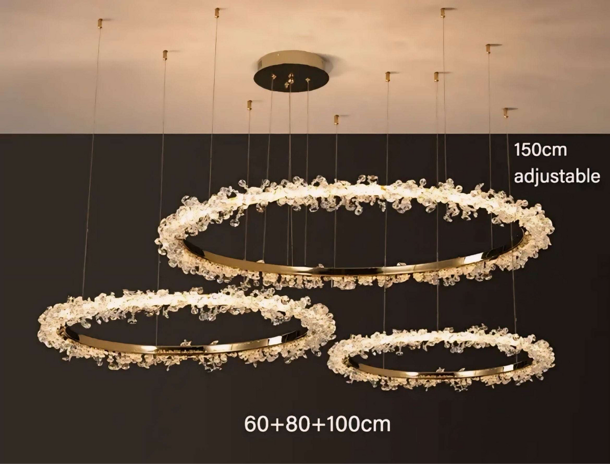 Suspension cristal à anneaux en aluminium et cristal K9 Halo, vue 19