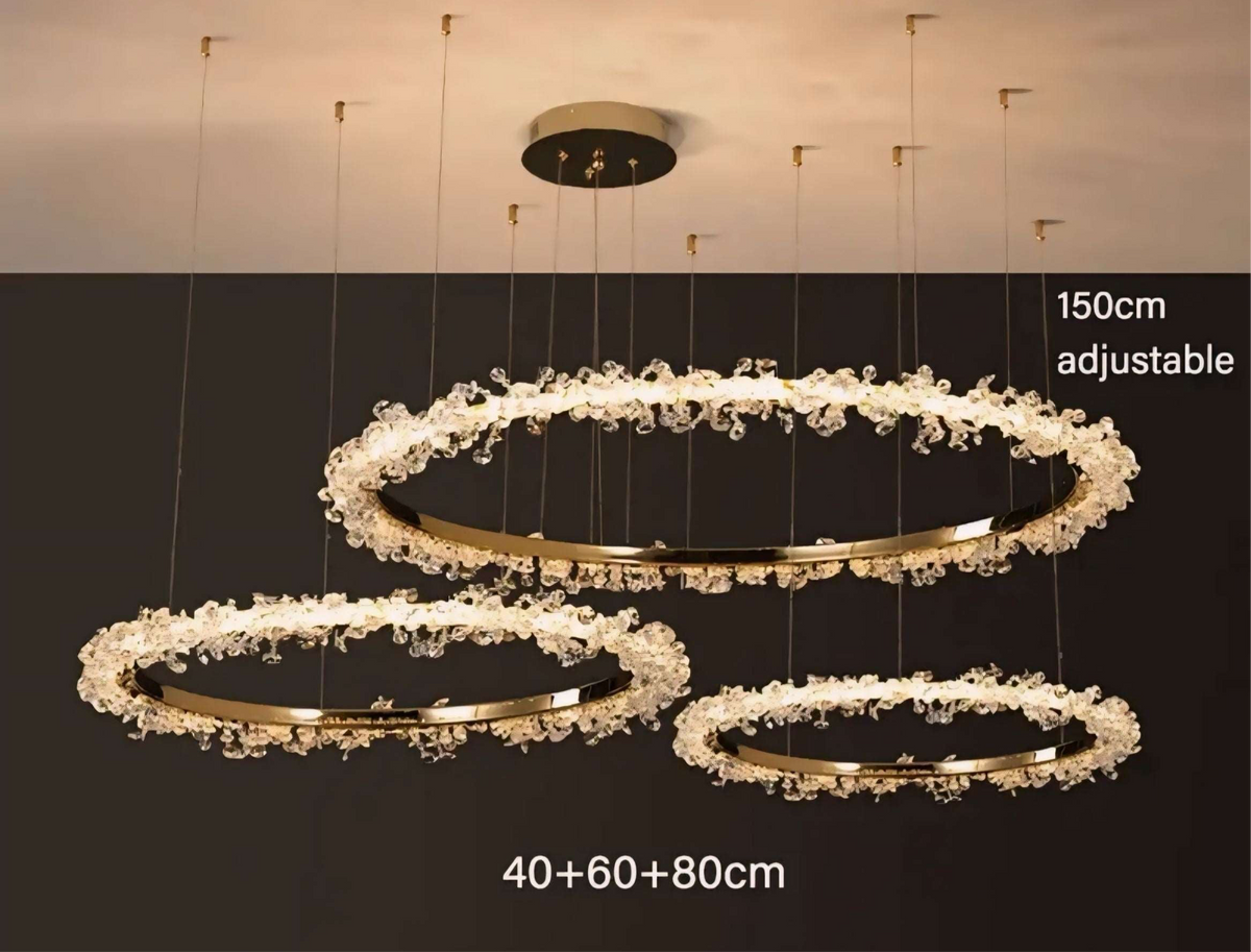 Suspension cristal à anneaux en aluminium et cristal K9 Halo, vue 20