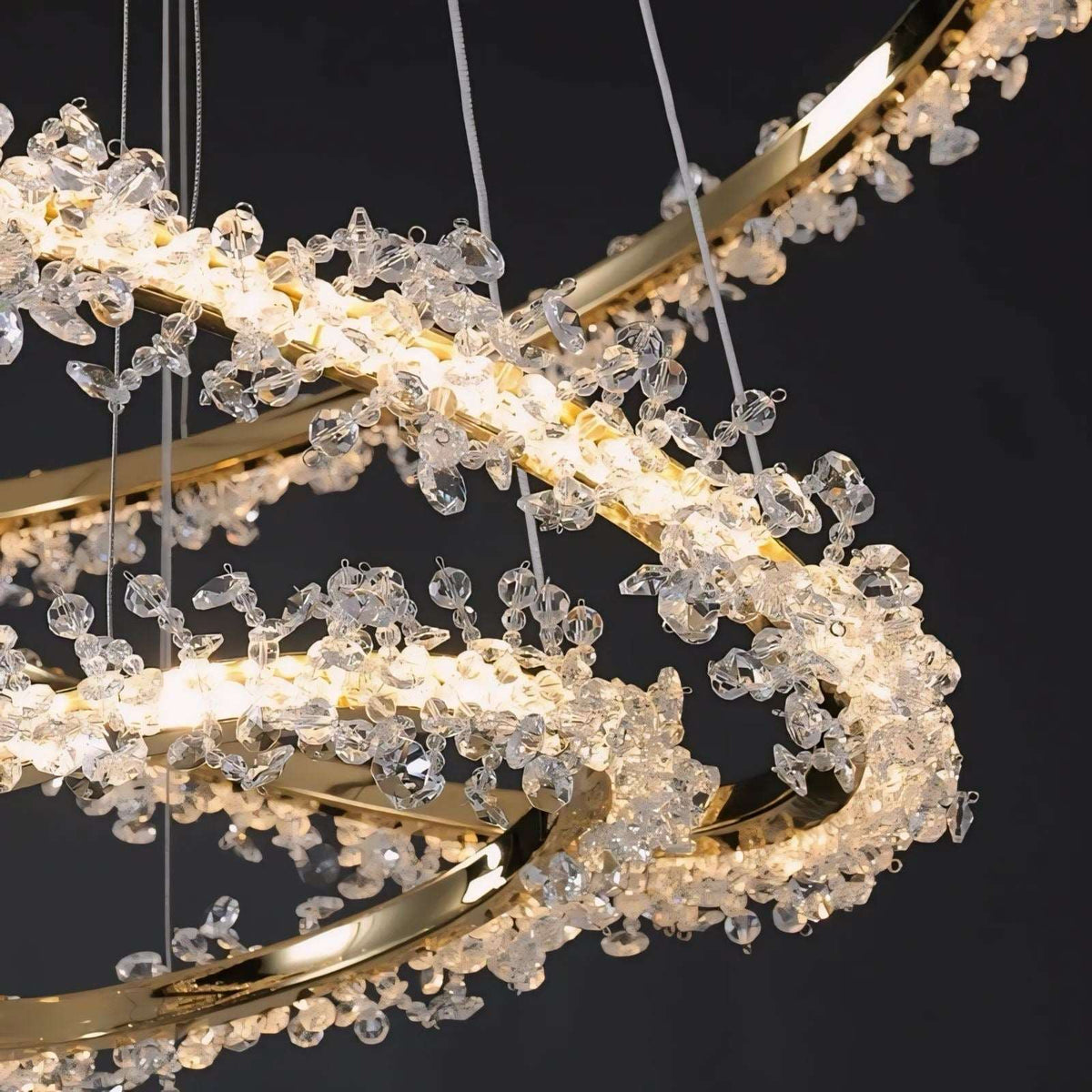 Suspension cristal à anneaux en aluminium et cristal K9 Halo, vue 3