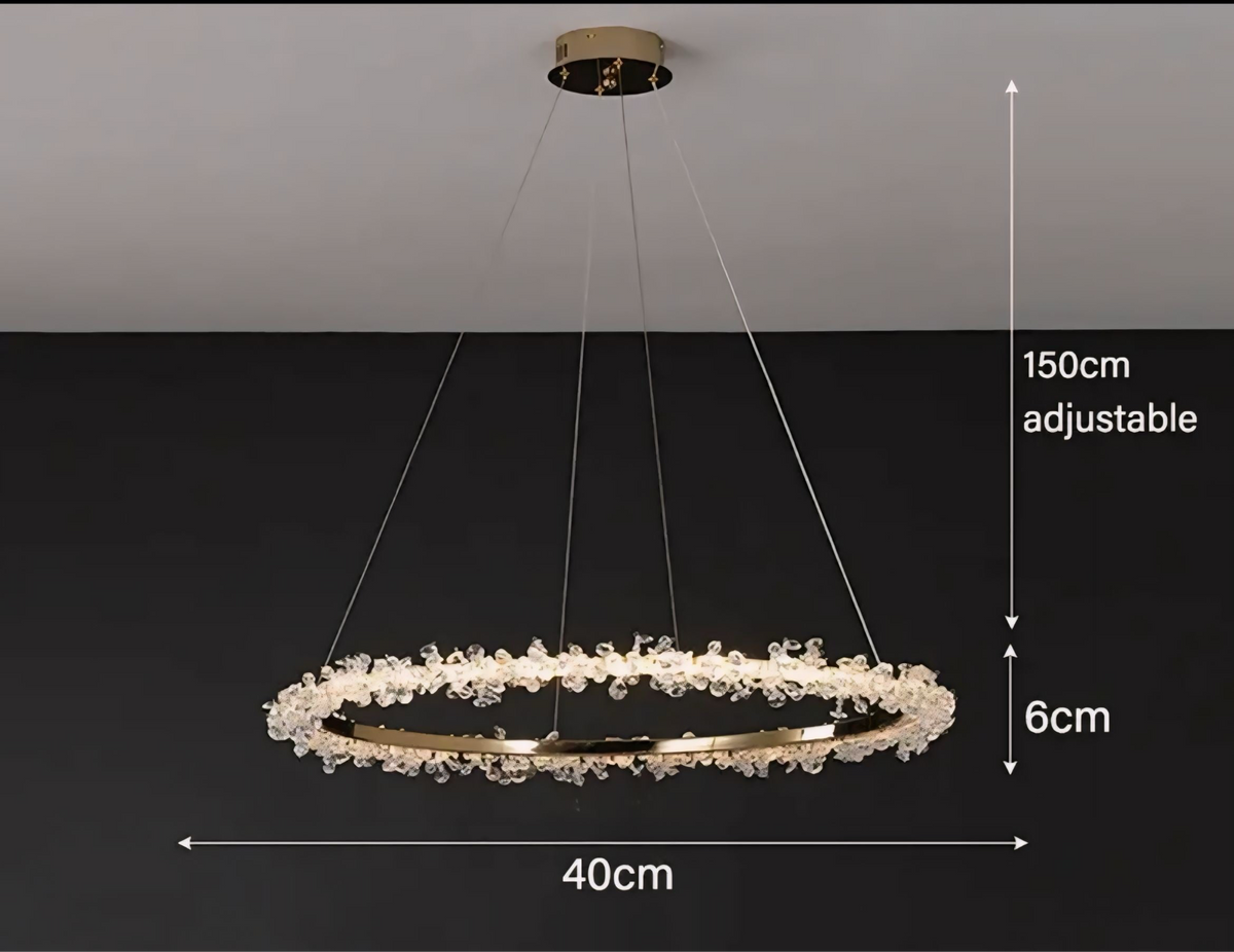 Suspension cristal à anneaux en aluminium et cristal K9 Halo, vue 9