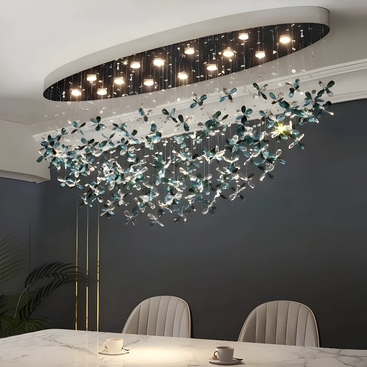 Suspension cristal en bouquet de fleurs facettées