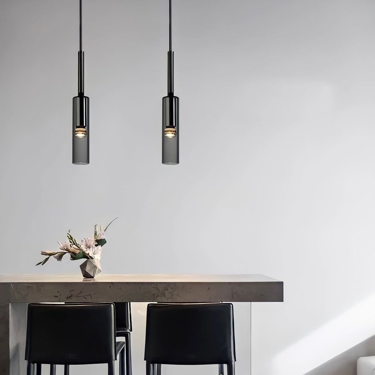Suspension cristal K9 gris fumé et cuivre Echo, vue 2