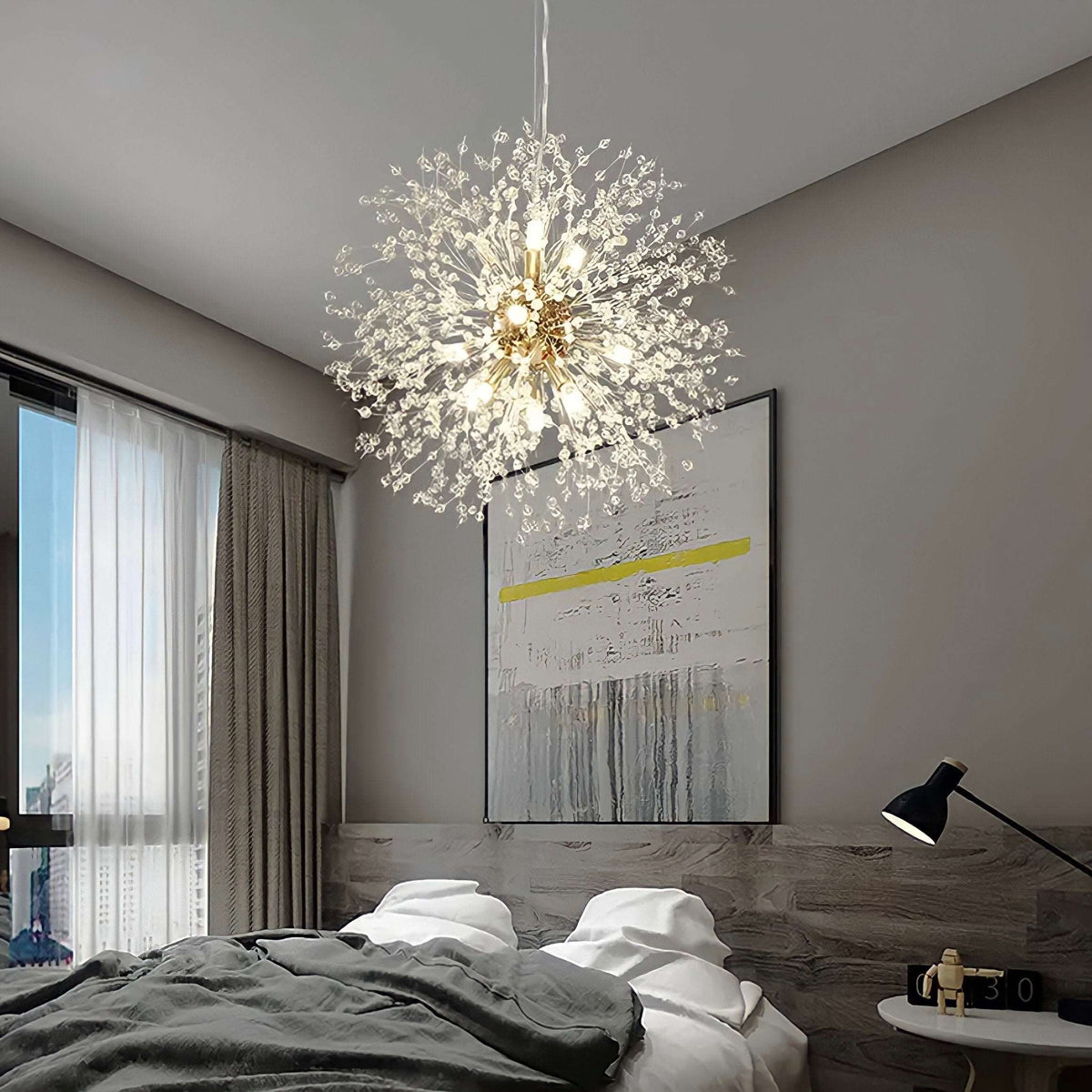 Suspension cristal pissenlit en fer et cristal K9