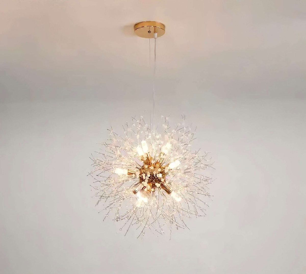 Suspension cristal pissenlit en fer et cristal K9, vue 16