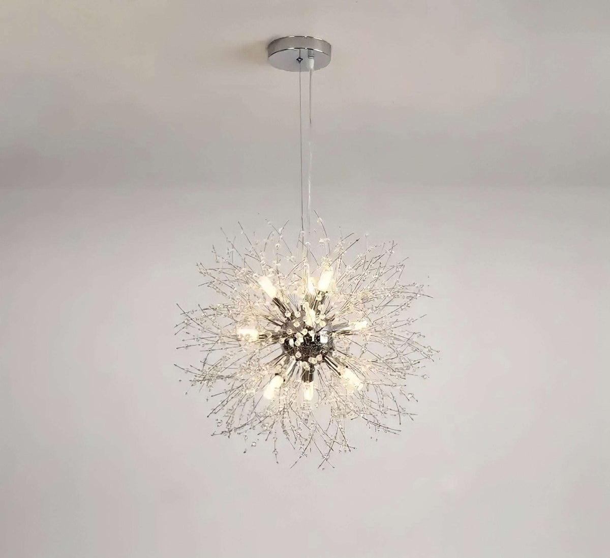 Suspension cristal pissenlit en fer et cristal K9, vue 5