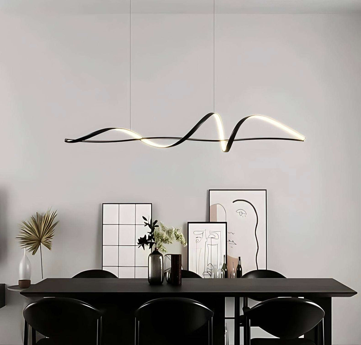 Suspension design à courbe fluide noire ou blanche Synai, vue 3