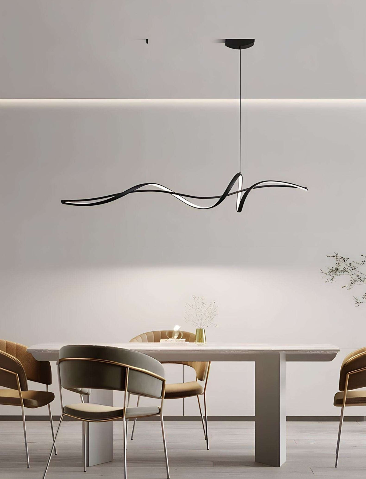 Suspension design à courbe fluide noire ou blanche Synai, vue 4