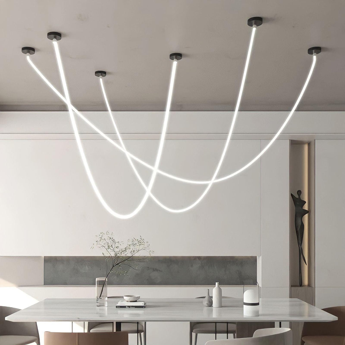 Suspension design à fil lumineux LED en silicone Corda