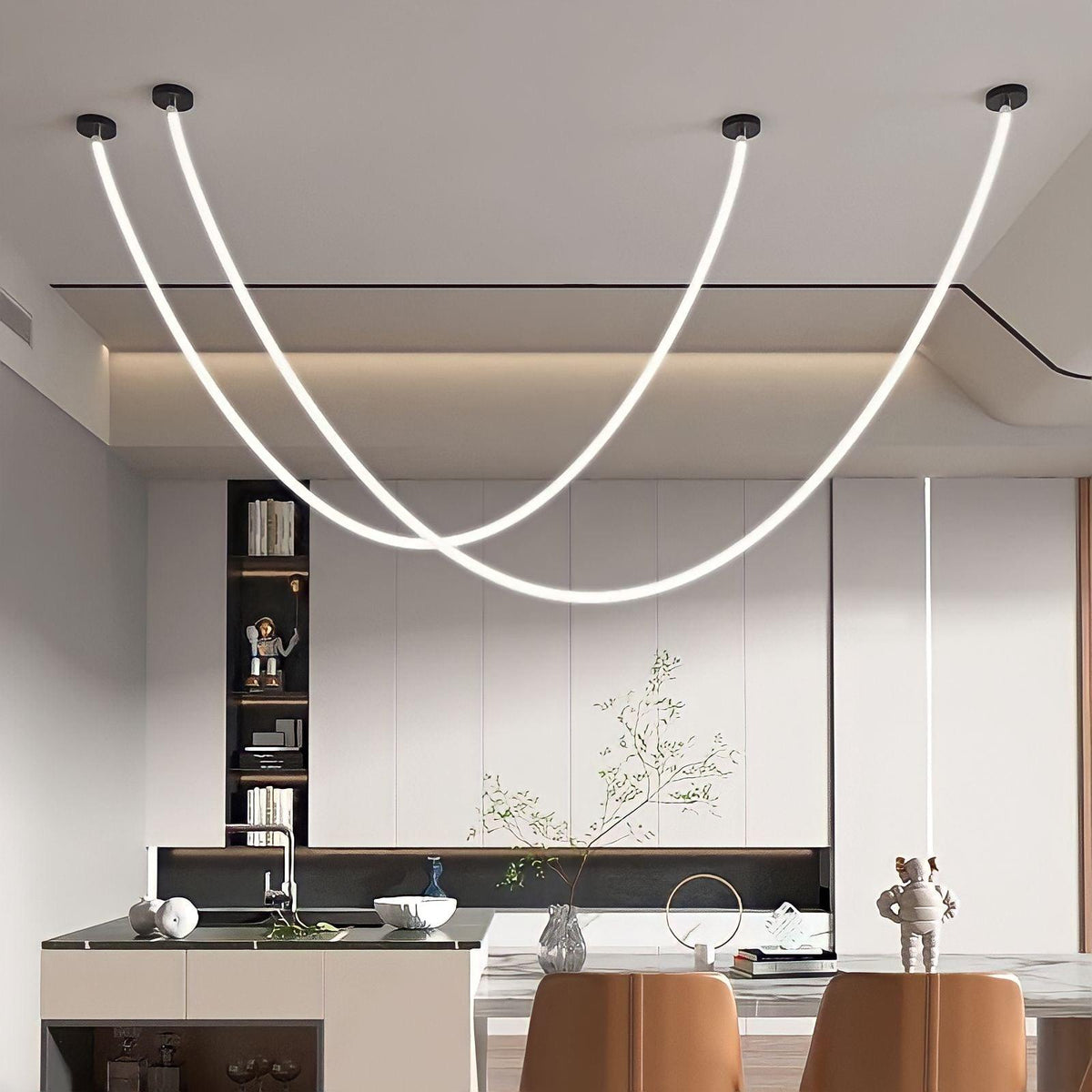 Suspension design à fil lumineux LED en silicone Corda, vue 2