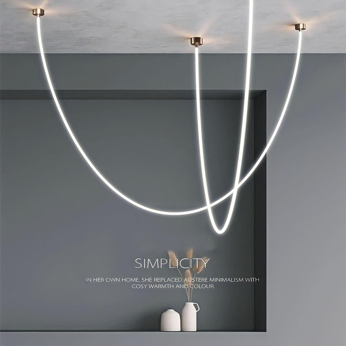 Suspension design à fil lumineux LED en silicone Corda, vue 3