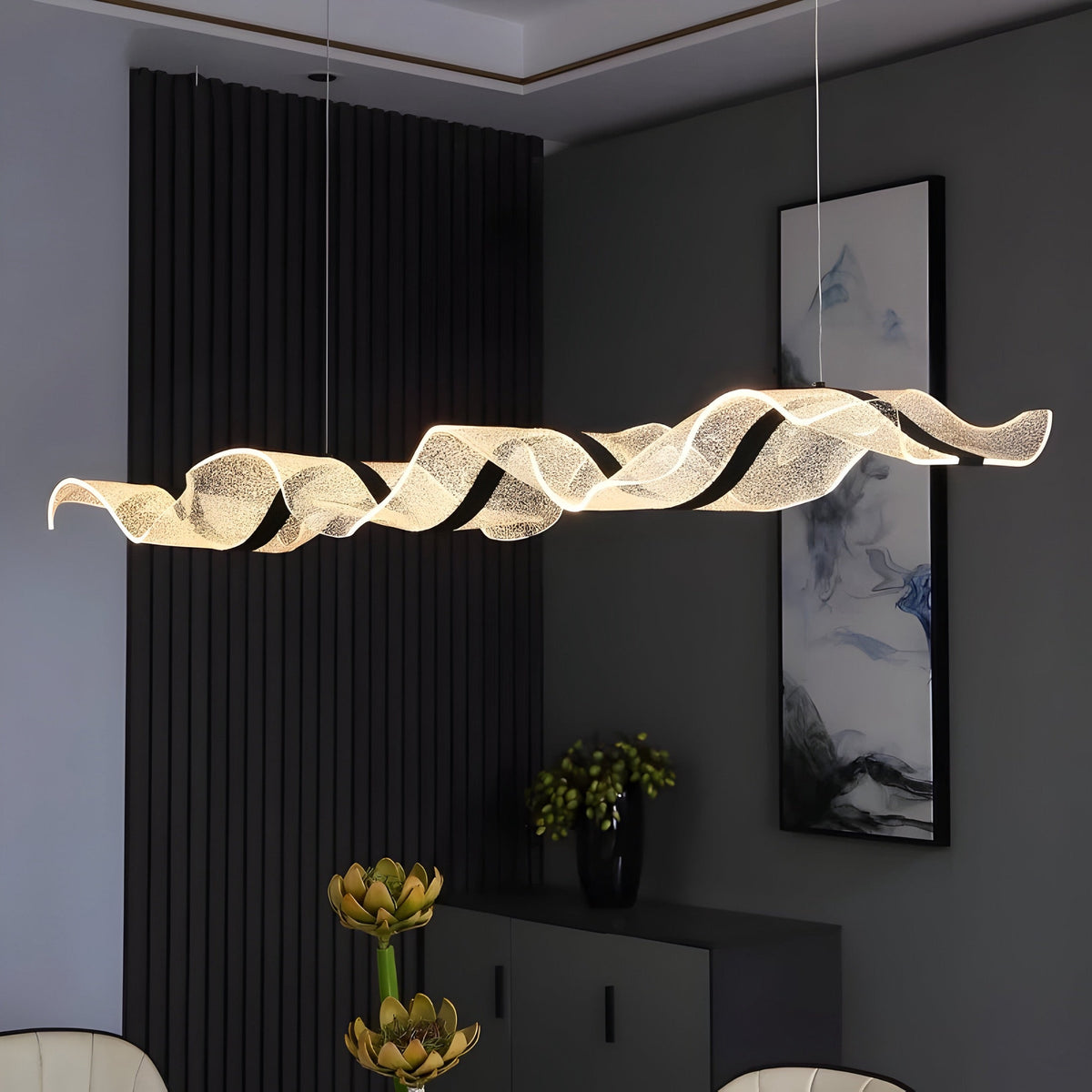 Suspension design courbe en acrylique texturé Telesio, vue 3