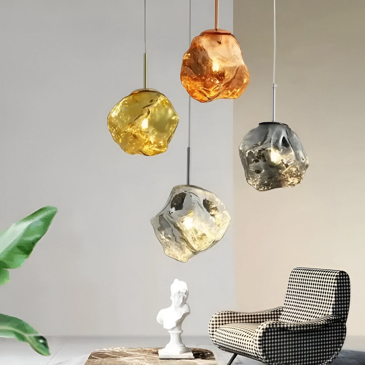 Suspension design en verre taillé façon pierre précieuse Gemma, vue 2