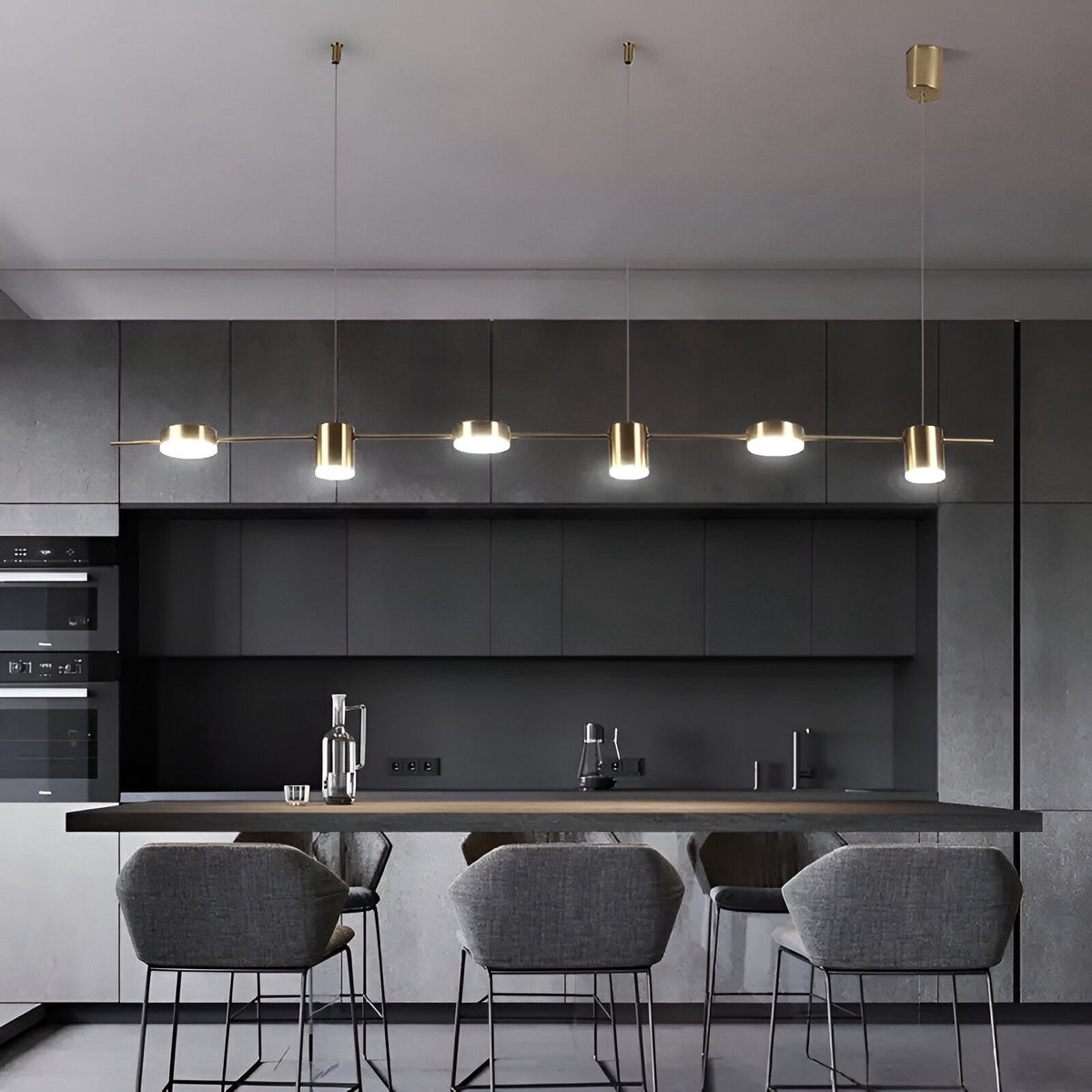 Suspension design scandinave en fer à trois, cinq ou six têtes