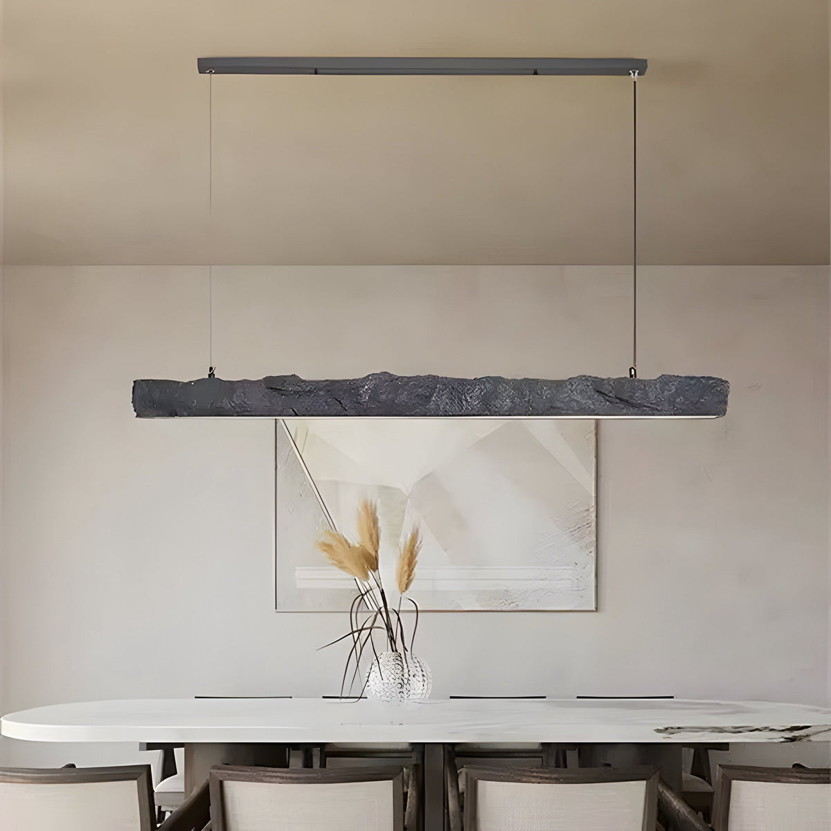 Suspension effet pierre en composite, blanche ou noire, vue 2
