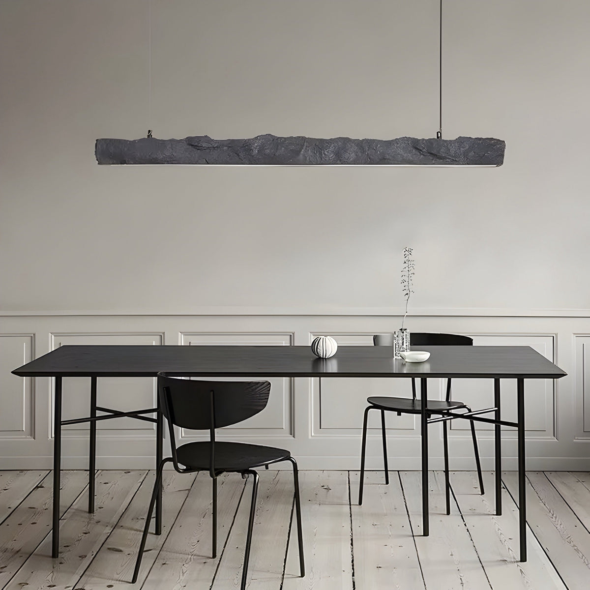Suspension effet pierre en composite, blanche ou noire, vue 3
