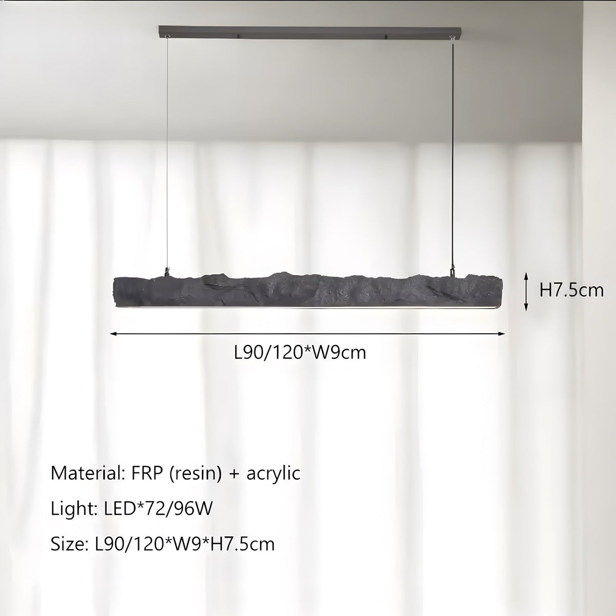 Suspension effet pierre en composite, blanche ou noire, vue 8