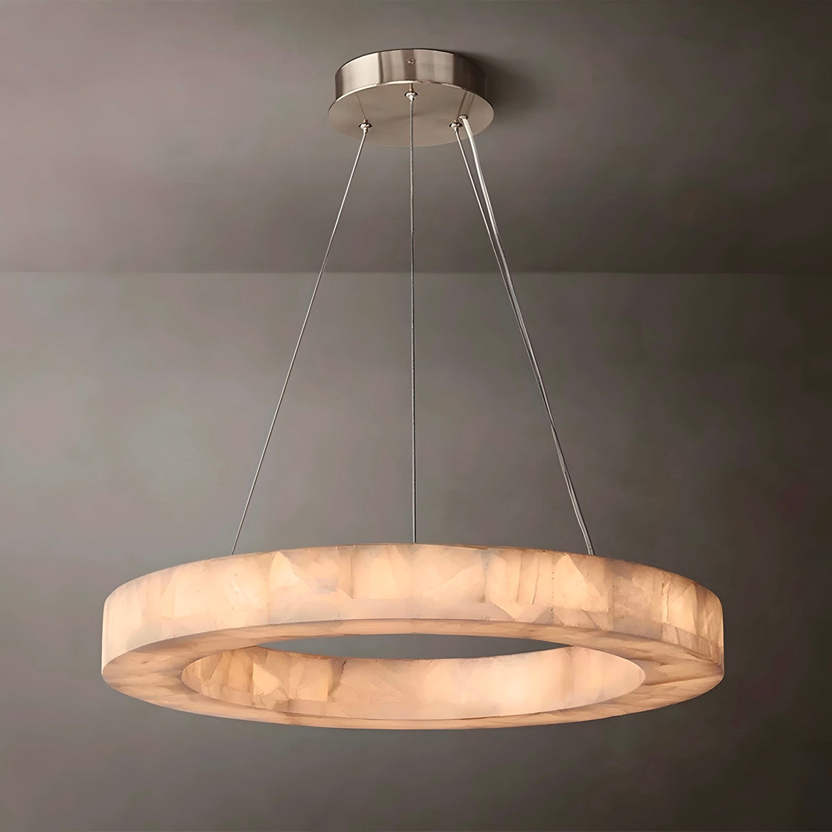 Suspension marbre véritable et acier inoxydable, LED