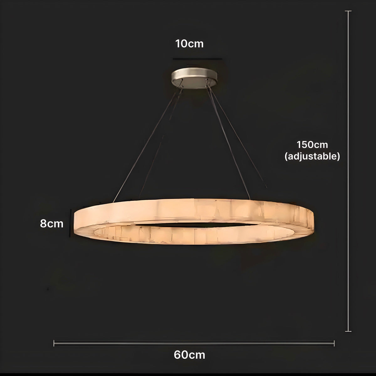 Suspension marbre véritable et acier inoxydable, LED, vue 8