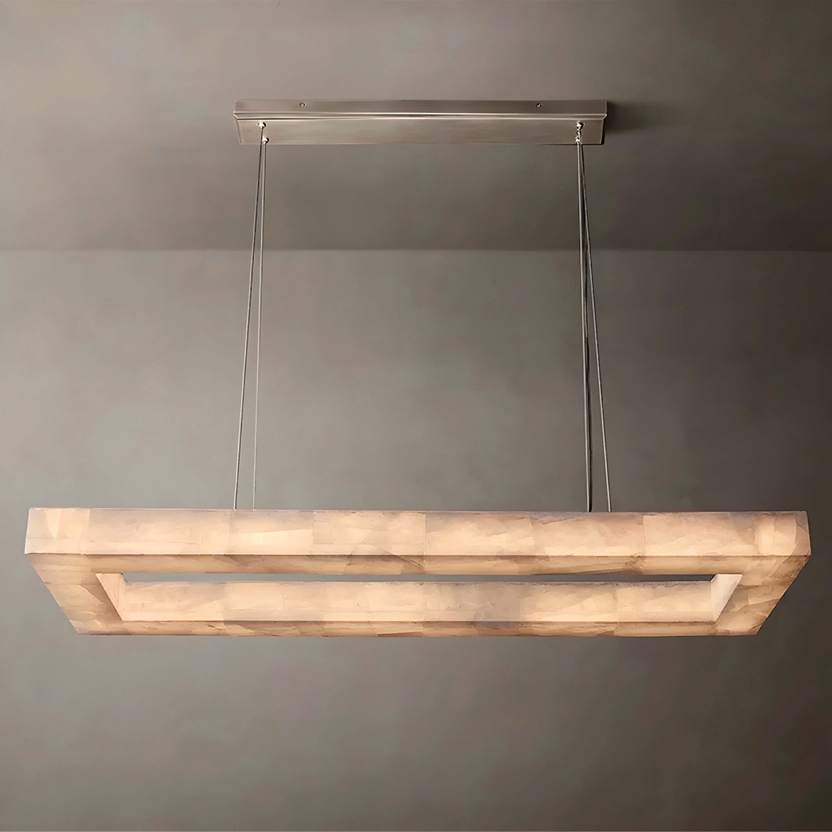 Suspension marbre véritable sur platine en acier inoxydable