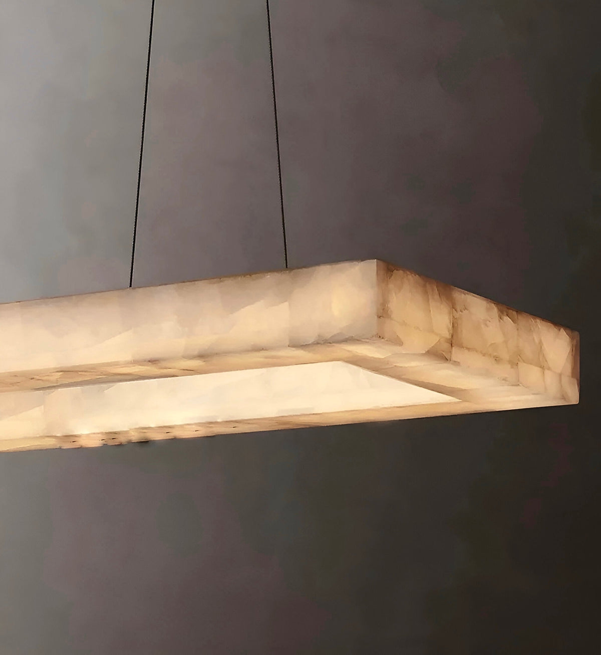 Suspension marbre véritable sur platine en acier inoxydable, vue 2